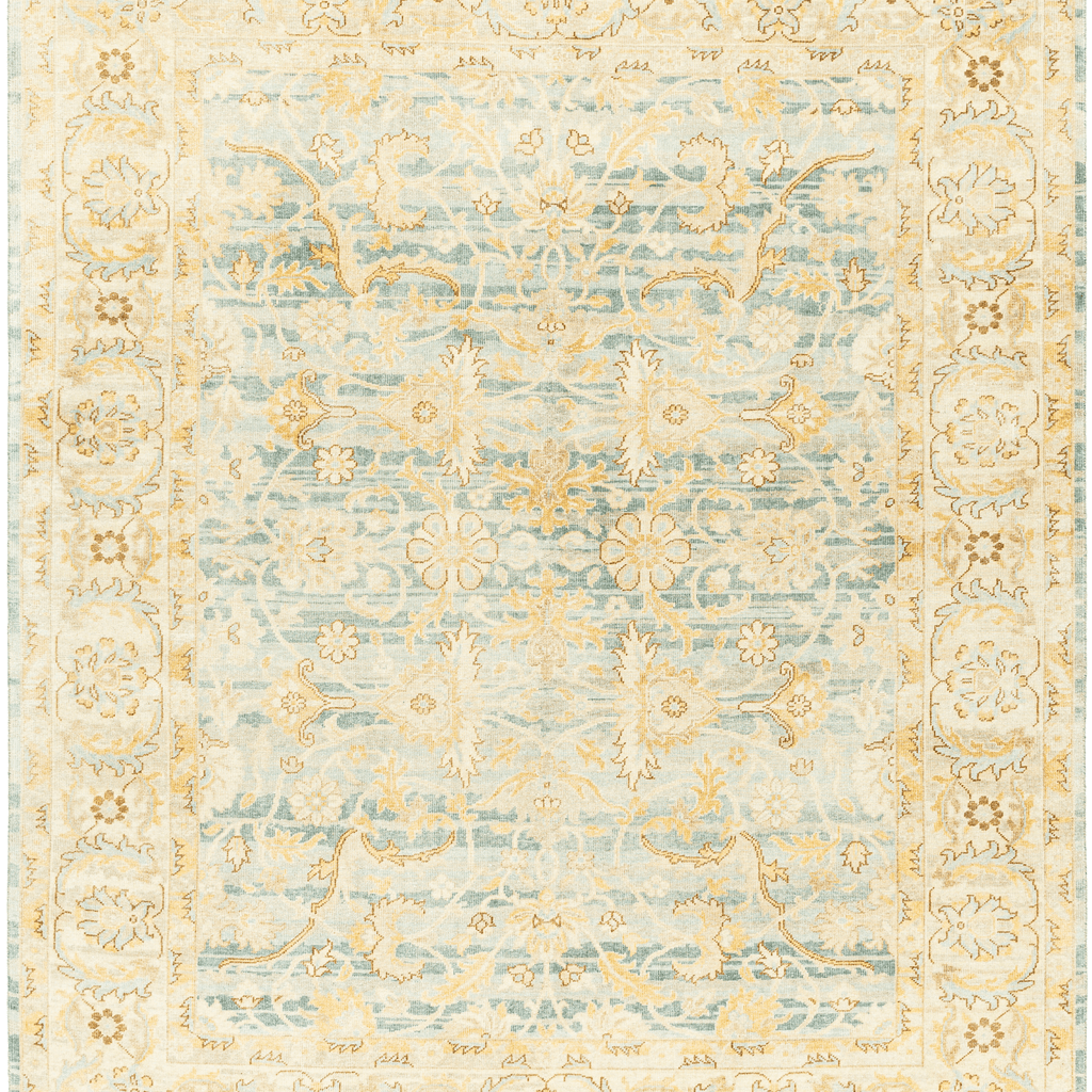 Hamadan Mustard & Teal Wool Blend Area Rug - Available in a Variety of Sizes - Rugs - The Well Appointed House