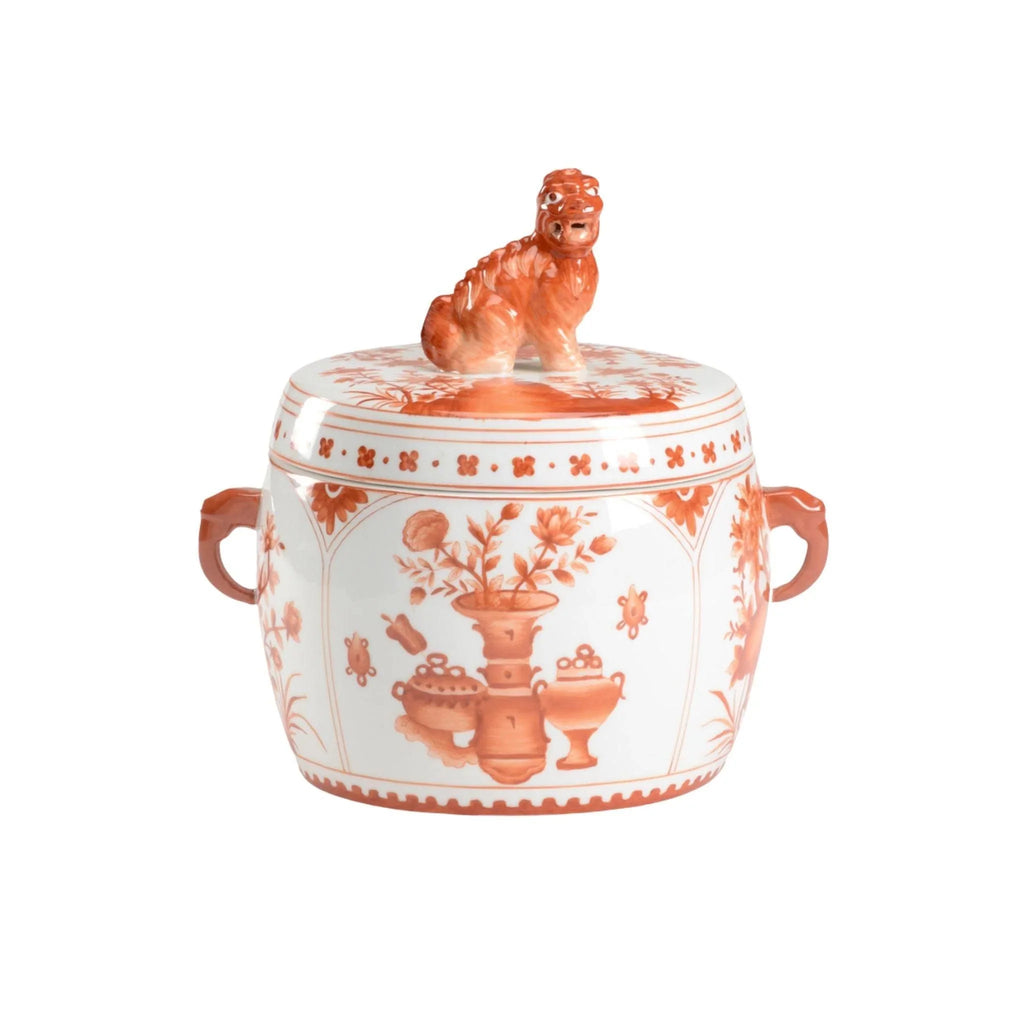 Hand Painted Orange and White Covered Porcelain Jar - Vases & Jars - The Well Appointed House