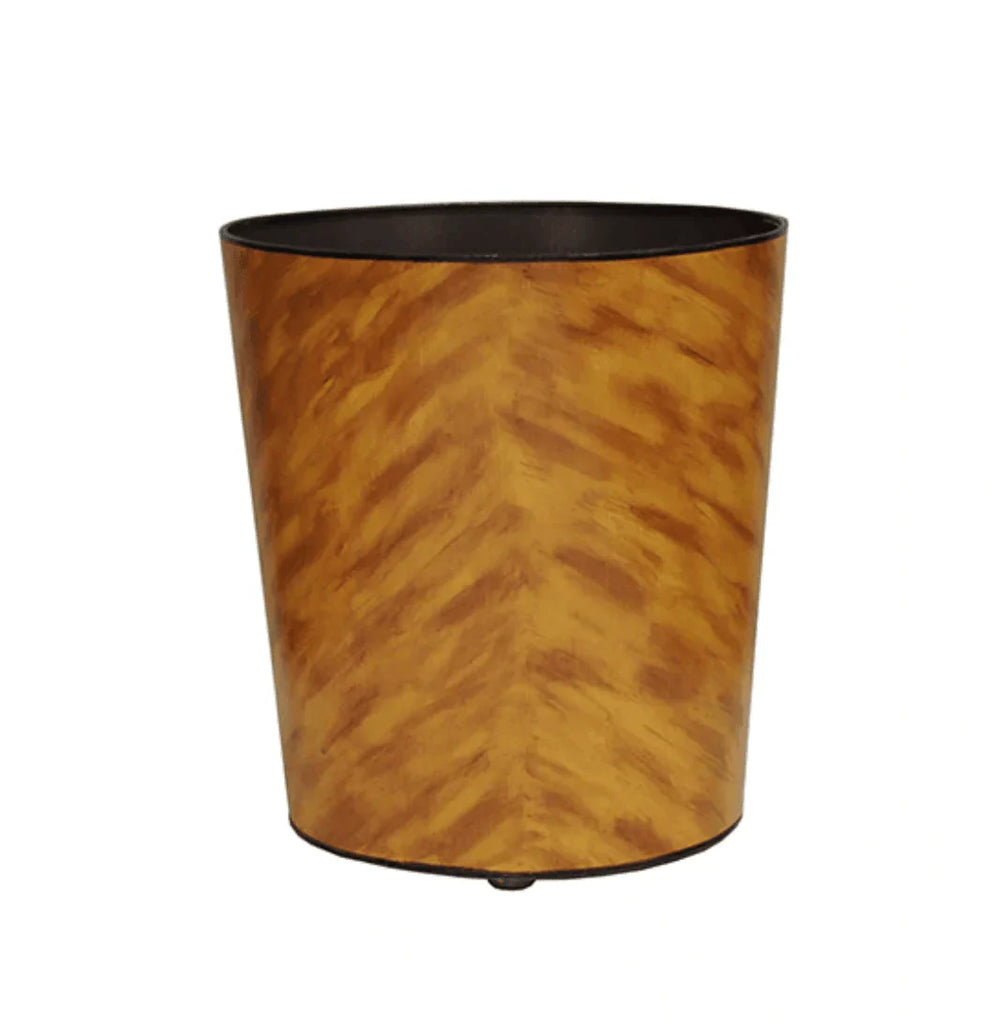 Hand Painted Oval Tortoise Shell Wastebasket - Wastebasket - The Well Appointed House