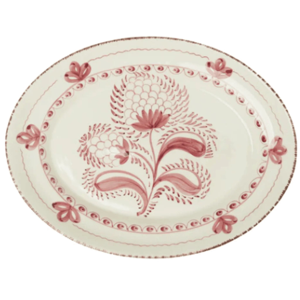 Hand Painted Pink & White Serving Platter - Trays & Serveware - The Well Appointed House