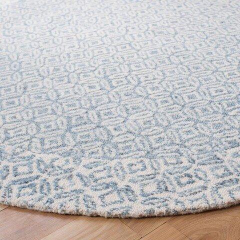 Hand Tufted Abstract Blue & Ivory Geometric Design Area Rug - Rugs - The Well Appointed House
