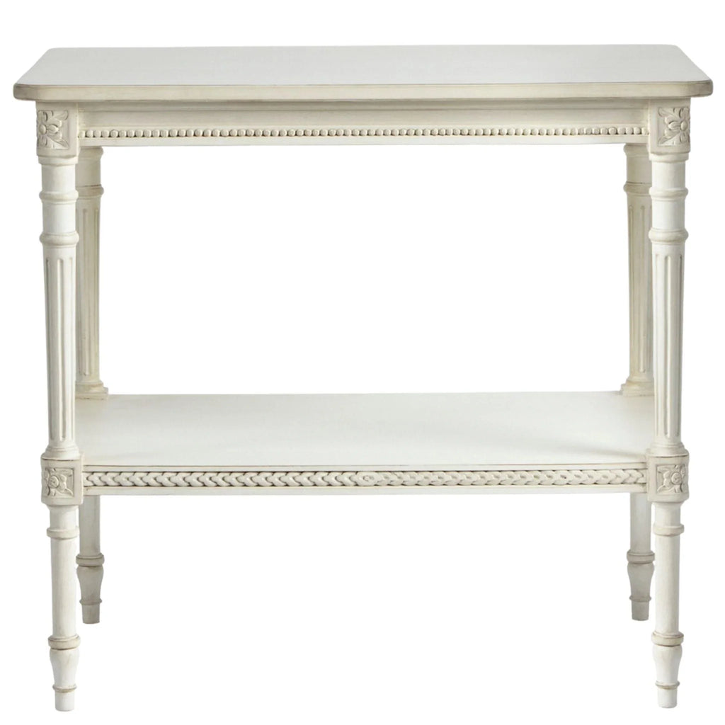 Handmade French Two Shelf Cream Wood Side Table - Side & Accent Tables - The Well Appointed House