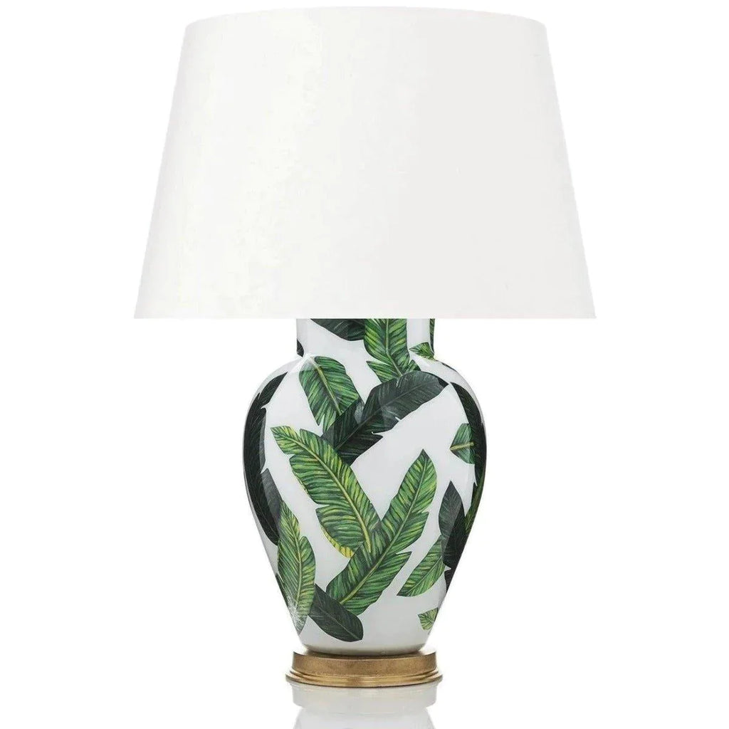 Handmade Glass Banana Leaf Design Decoupage Lamp, Large - Table Lamps - The Well Appointed House