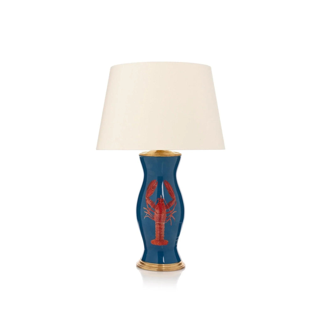 Handmade Glass Lobster Design Lamp in Blue & Red - Table Lamps - The Well Appointed House
