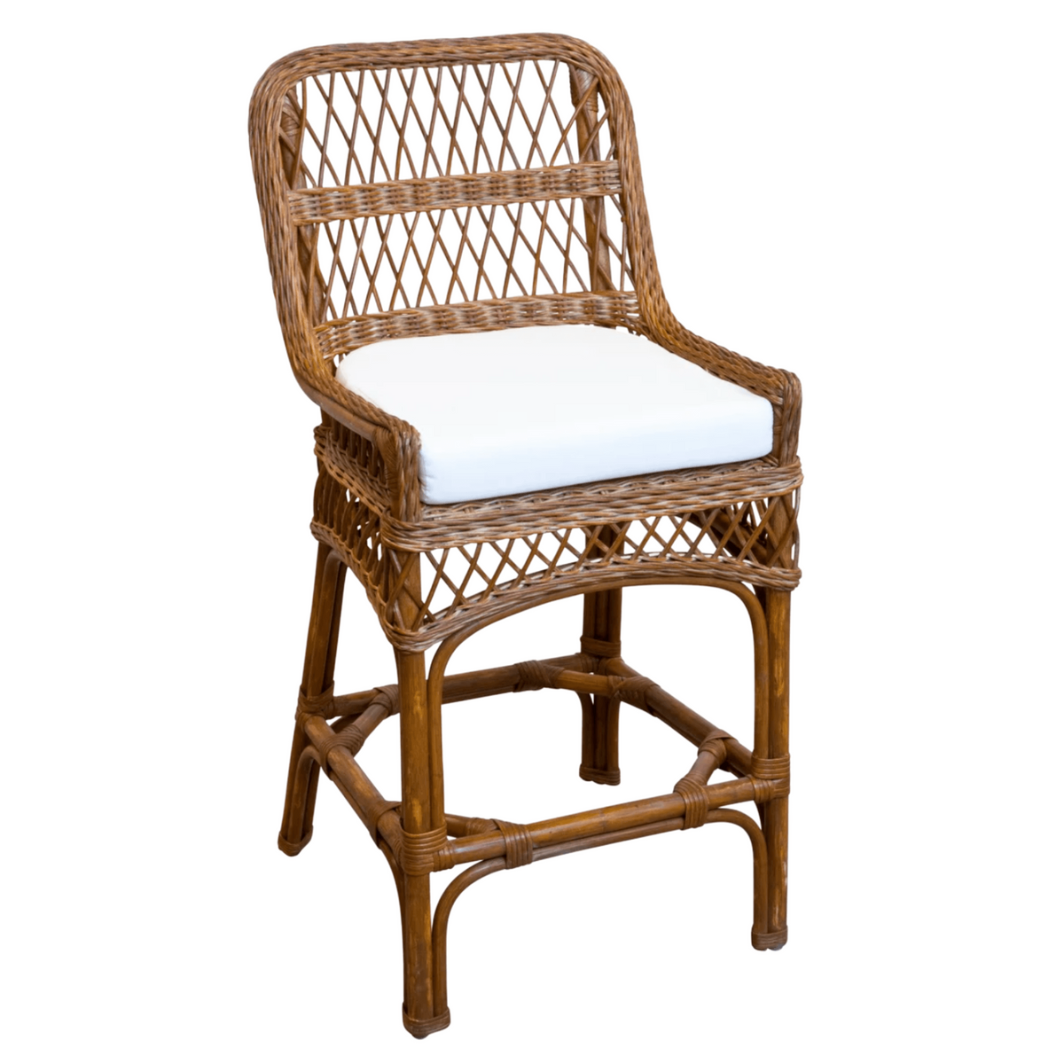 Harvested Rattan Open Weave Counter Stool with Cushion – The Well ...