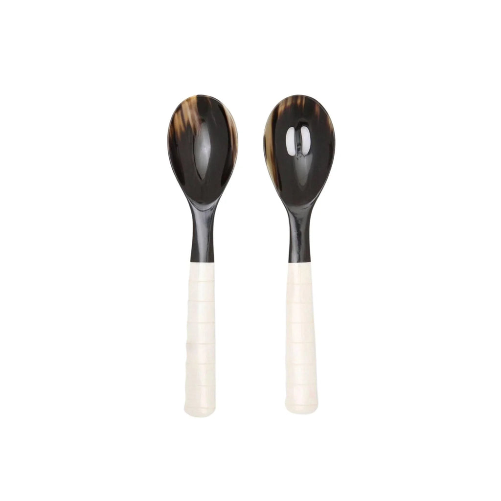 Horn Serving Spoon Set in Mixed Black and Natural - Serveware - The Well Appointed House