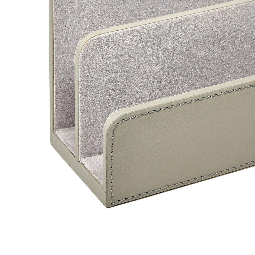 Hunter Desk Accessory & Workplace Organizer Letter Caddy in Gray Leather - Stationery & Desk Accessories - The Well Appointed House