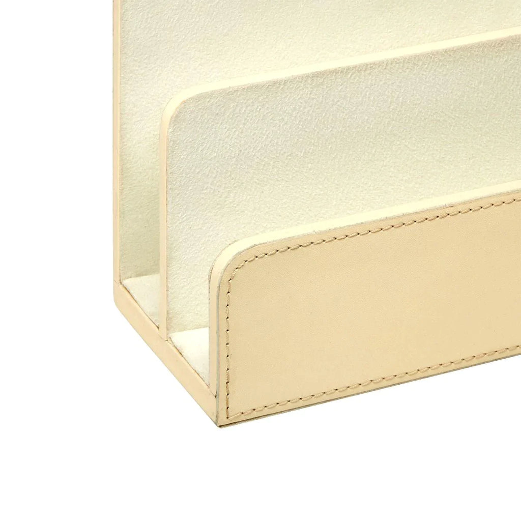 Hunter Letter Caddy in Ivory Leather - Desk Accessory & Workplace Organizer - Stationery & Desk Accessories - The Well Appointed House
