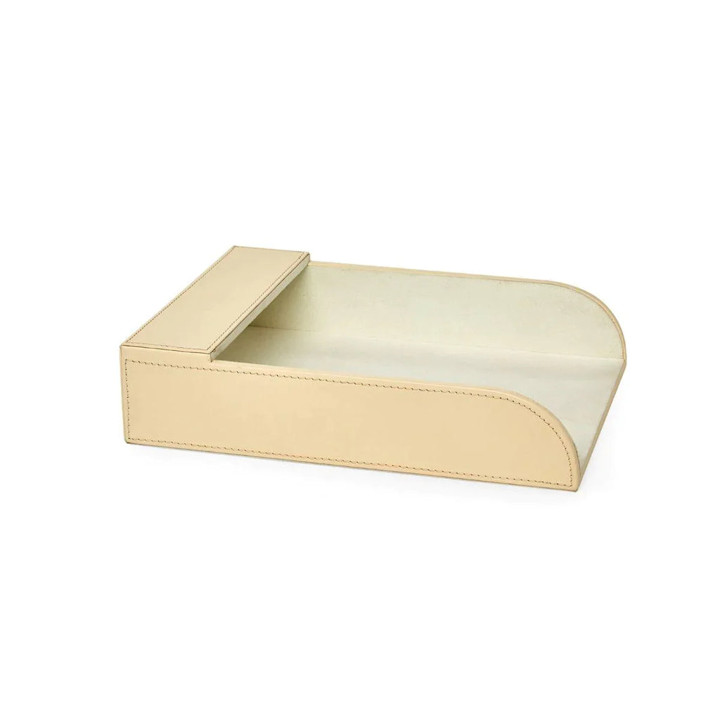 Hunter Paper Tray in Ivory Leather - Stationery & Desk Accessories - The Well Appointed House