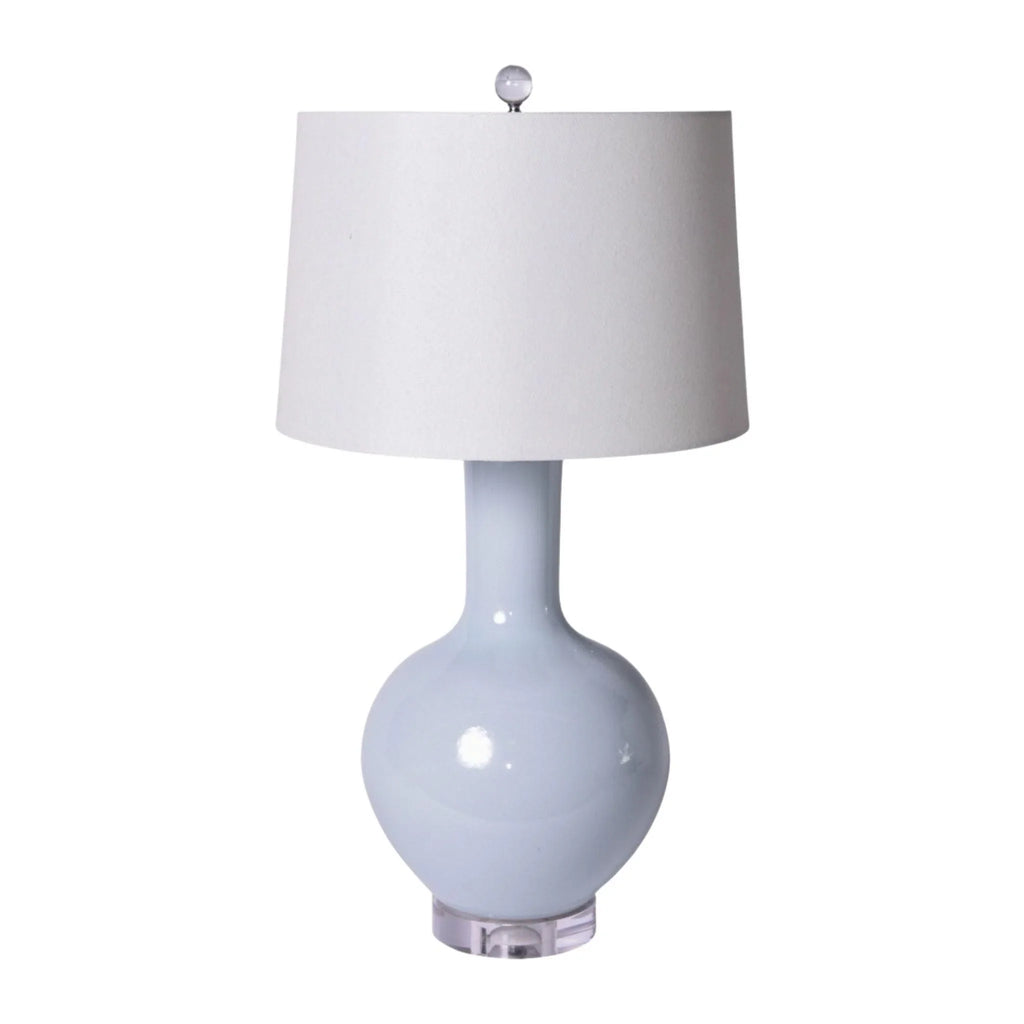 Icy Blue Porcelain Sphere Table Lamp with Shade - Table Lamps - The Well Appointed House