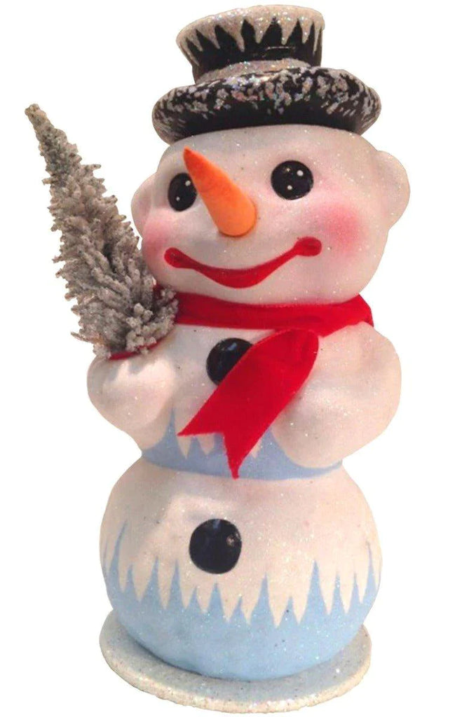Ino Schaller Paper Mache Melting Snowman With Tree Candy Container Christmas Decoration - Christmas Decor - The Well Appointed House
