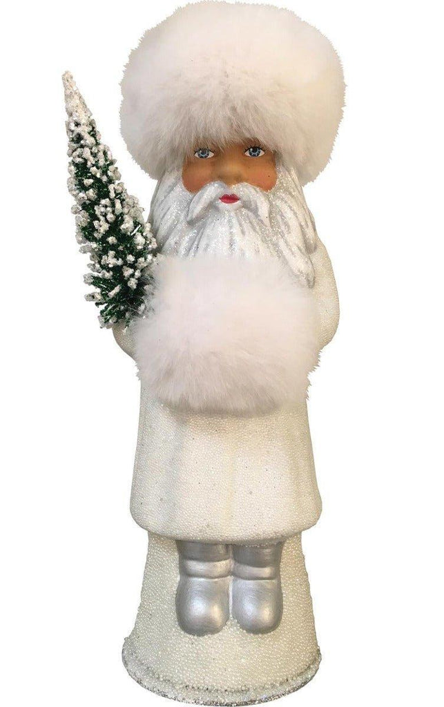 Ino Schaller Paper Mache Russian Santa With White Coat Candy Container Christmas Decoration - Christmas Decor - The Well Appointed House