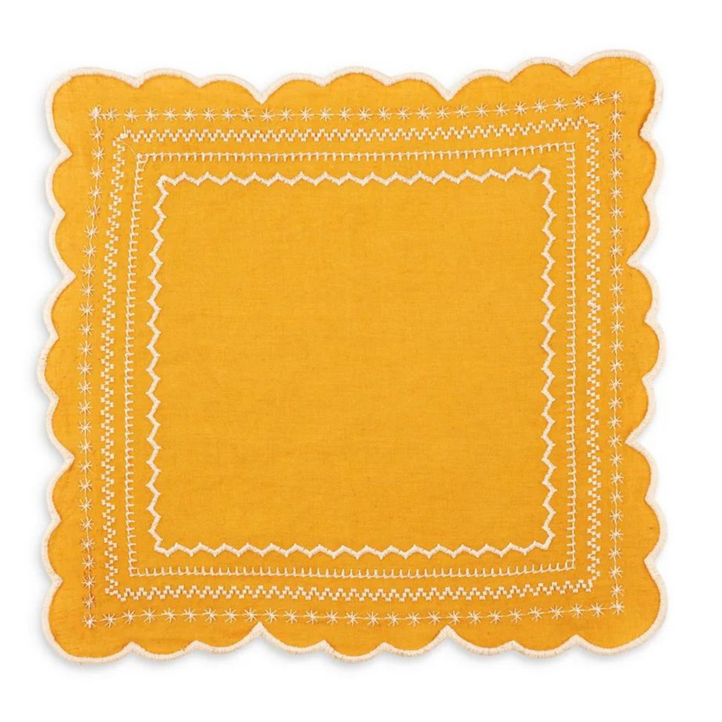 Isabelle Embroidered Napkin in Mustard - The Well Appointed House 