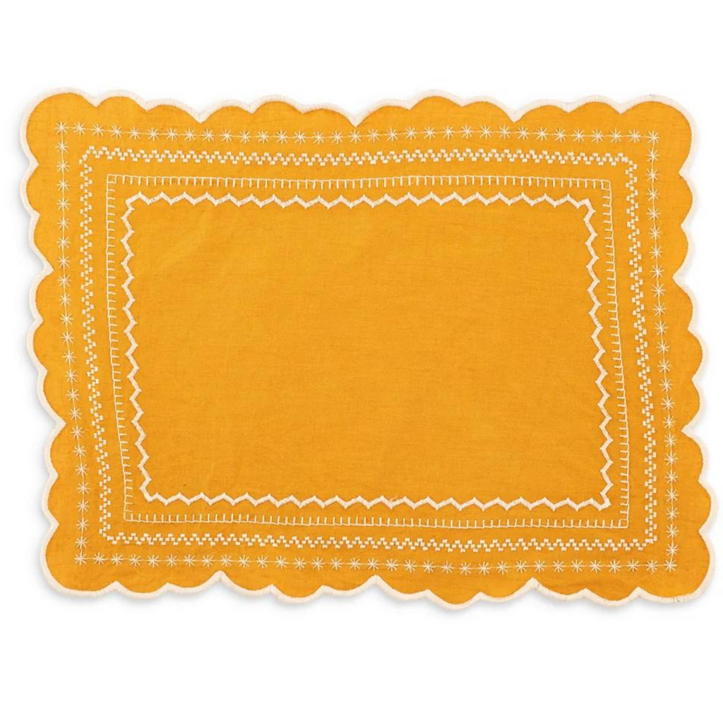 Isabelle Embroidered Placemat in Mustard - The Well Appointed House 