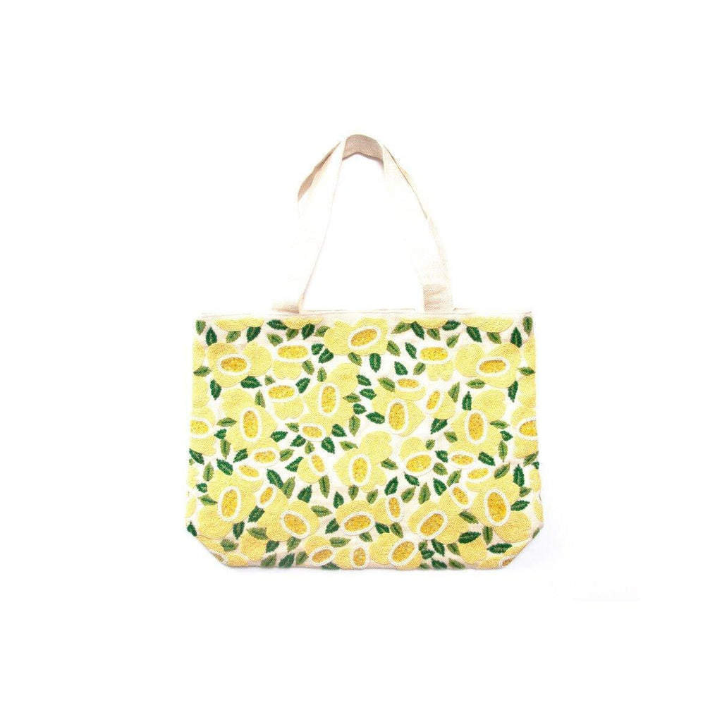 Ivory Beaded Lemon Motif Tote - Gifts for Her - The Well Appointed House