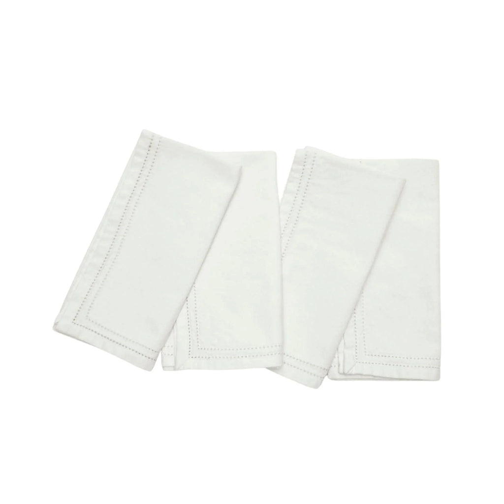 Ivory Cocktail Napkins with Double Eyelet Border - Cocktail Napkins - The Well Appointed House