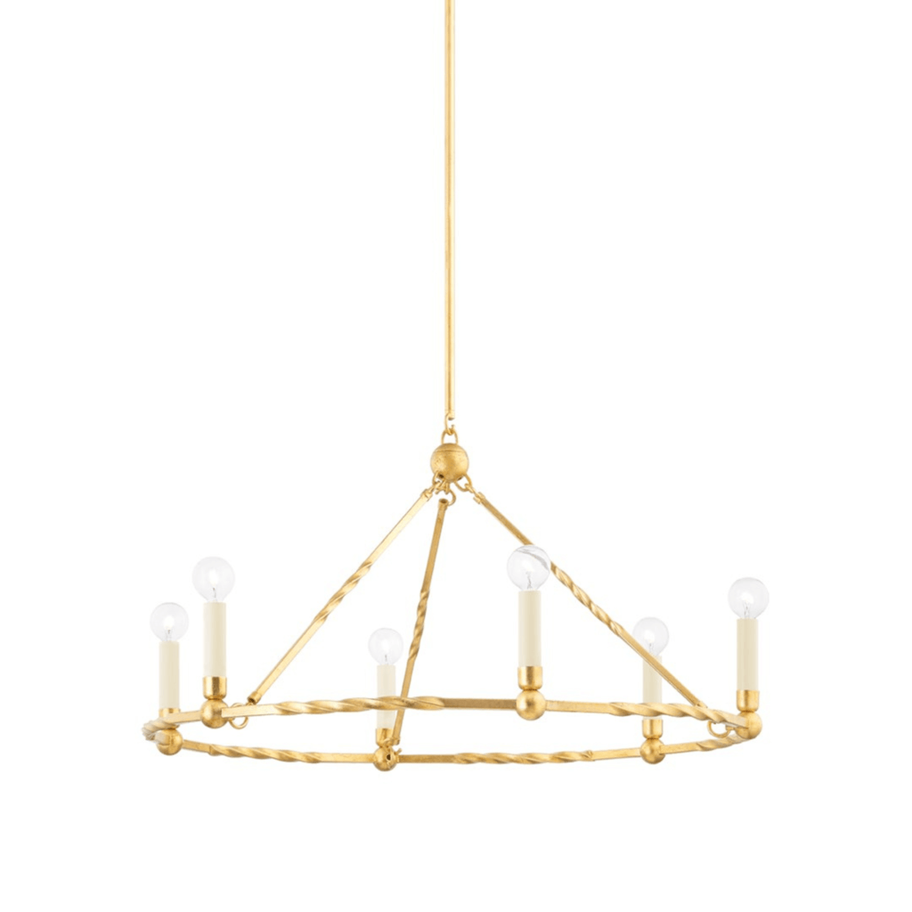 Josephine Vintage Gold Leaf Twisted Metal Round Chandelier - Available in Two Sizes - Chandeliers & Pendants - The Well Appointed House