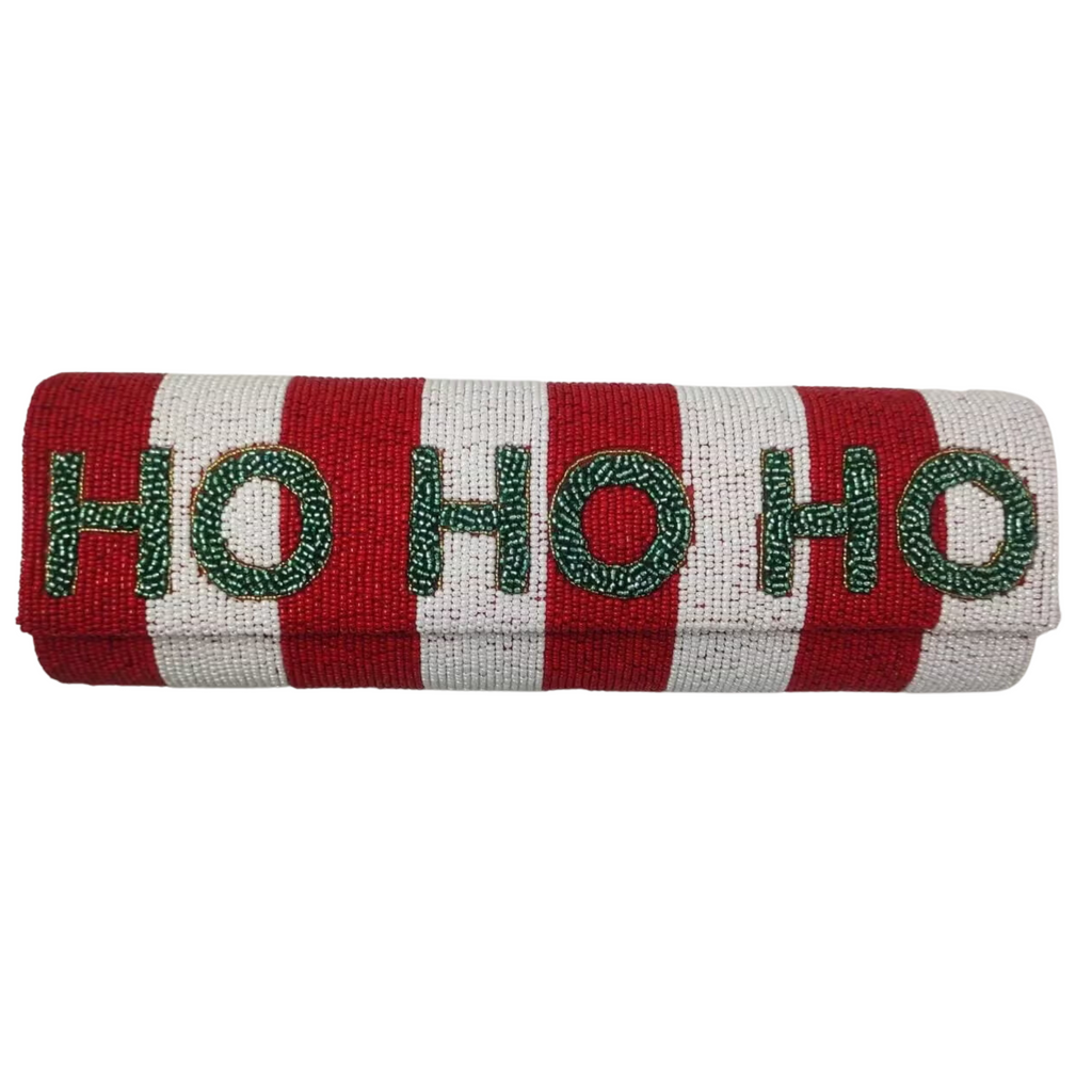 Fully Beaded "HO, HO, HO" Themed Christmas Clutch - The Well Appointed House