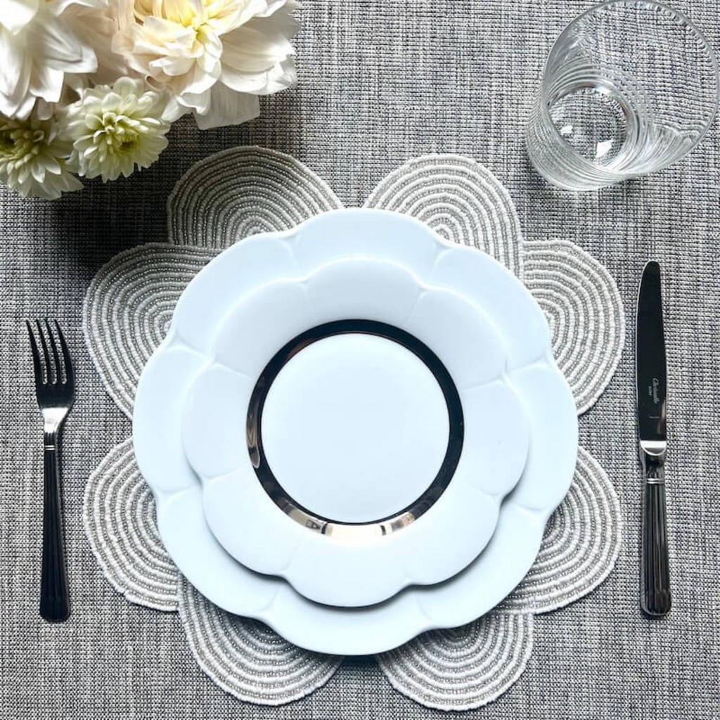 Set of 2 Silver & White Knot Placemats - The Well Appointed House