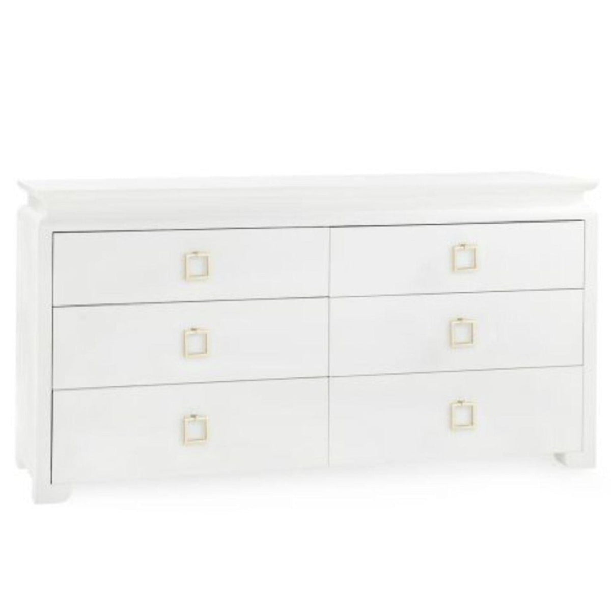 Lacquered Heavy Linen Elina Six Drawer Dresser with Custom Pull Option ...