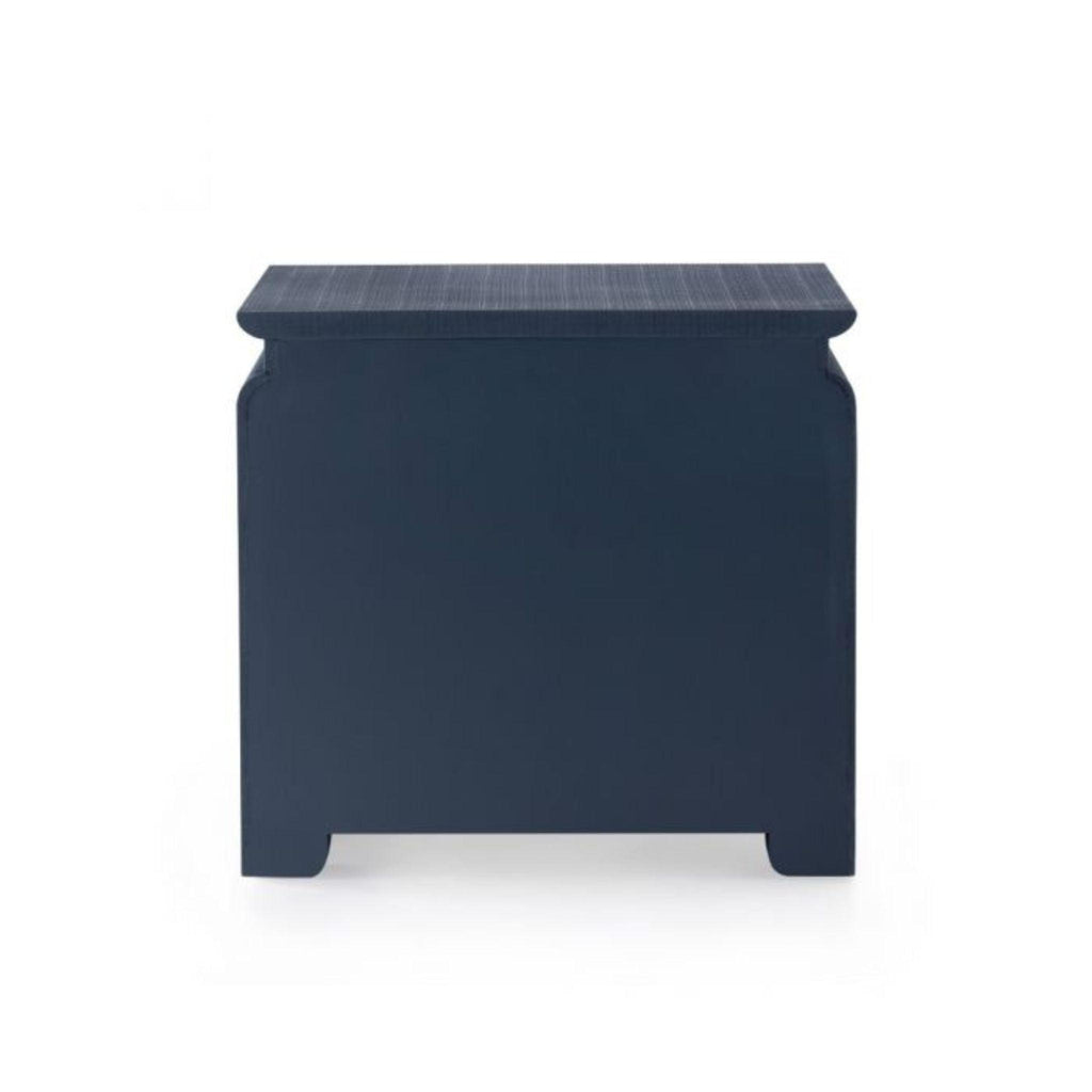 Lacquered Heavy Linen Storm Blue Elina Side Table with Custom Pull Option - Side & Accent Tables - The Well Appointed House