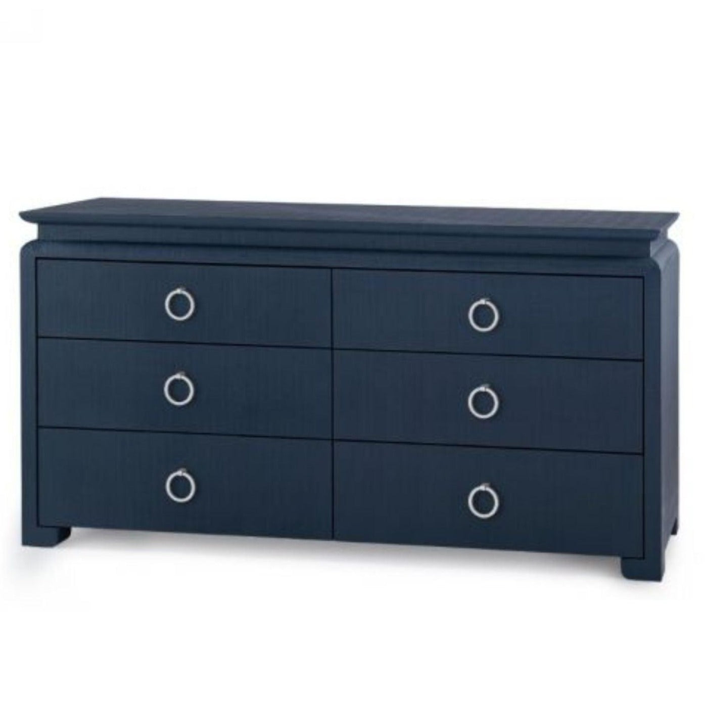 Lacquered Heavy Linen Storm Blue Elina Six Drawer Dresser with Custom The Well Appointed House Lacquered Heavy Linen Storm Blue Elina Six Drawer Dresser with Custom The Well Appointed House