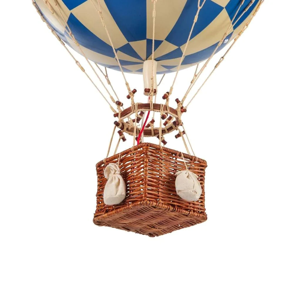 Large Blue & Gold Checked Hot Air Balloon Model - Little Loves Decor - The Well Appointed House