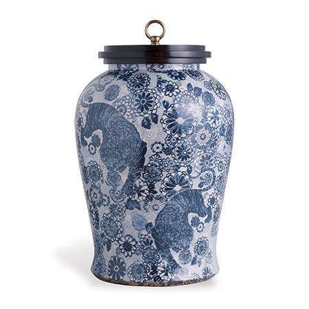 Large Blue Siberian Tiger Porcelain Jar With Lid - Vases & Jars - The Well Appointed House