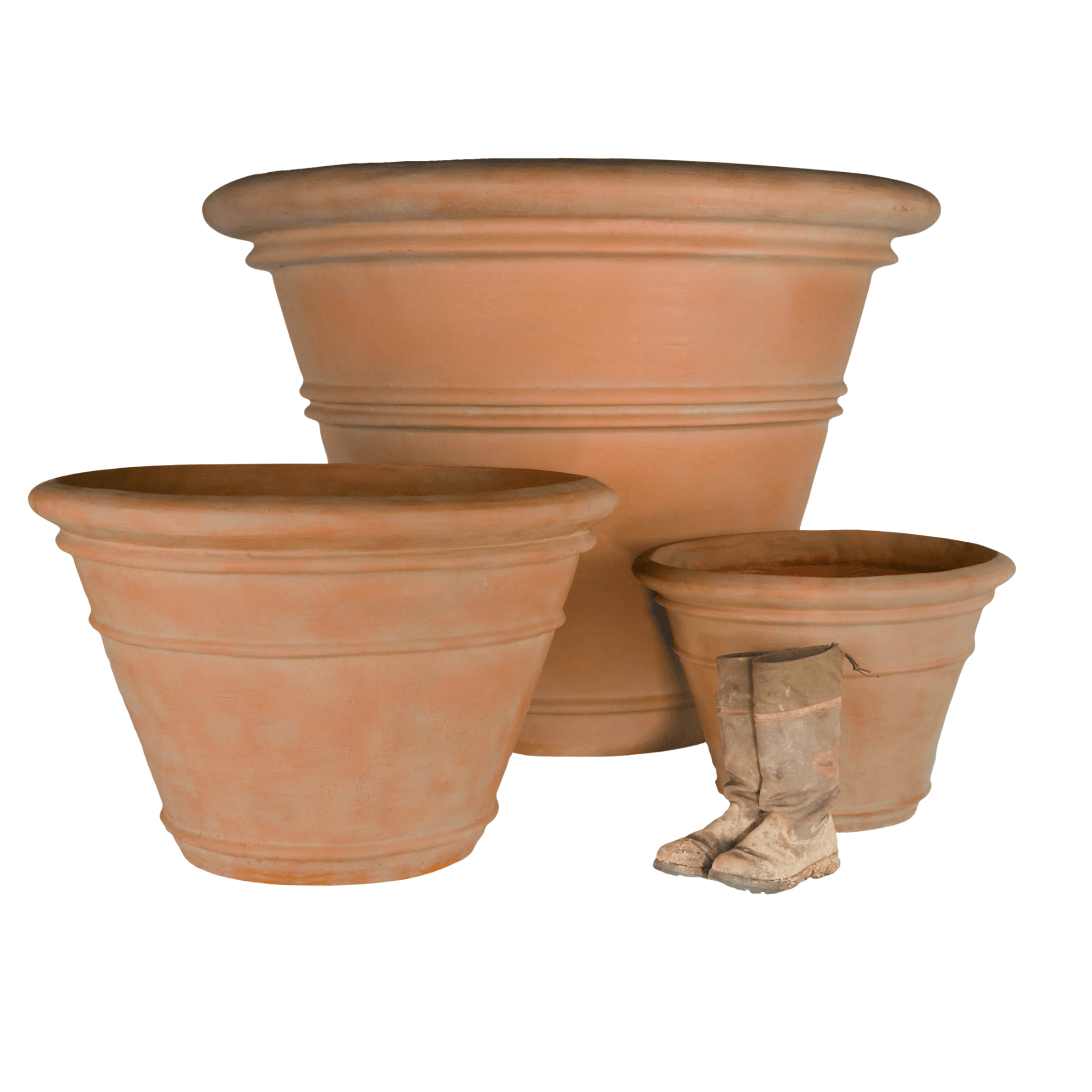 brown planter pot Large Pot Brown Fiberglass Round Tall L Terracotta Planter D97 H61 cm, 451L