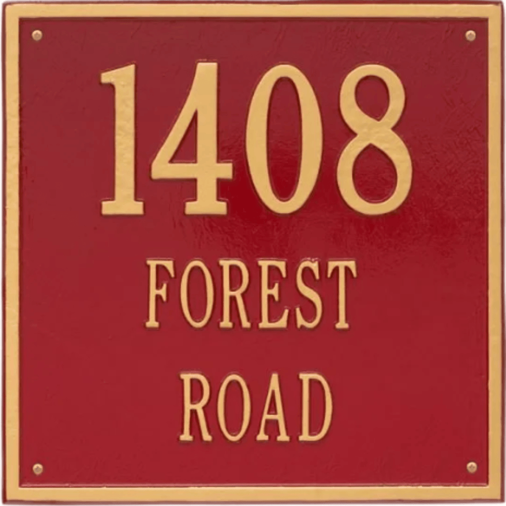 Large Personalized Square Three Line Address Wall Plaque – Available in Multiple Finishes - Address Signs & Mailboxes - The Well Appointed House
