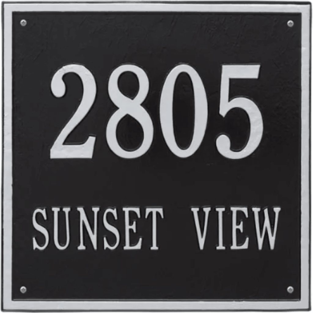Large Personalized Square Two Line Address Wall Plaque– Available in Multiple Finishes - Address Signs & Mailboxes - The Well Appointed House