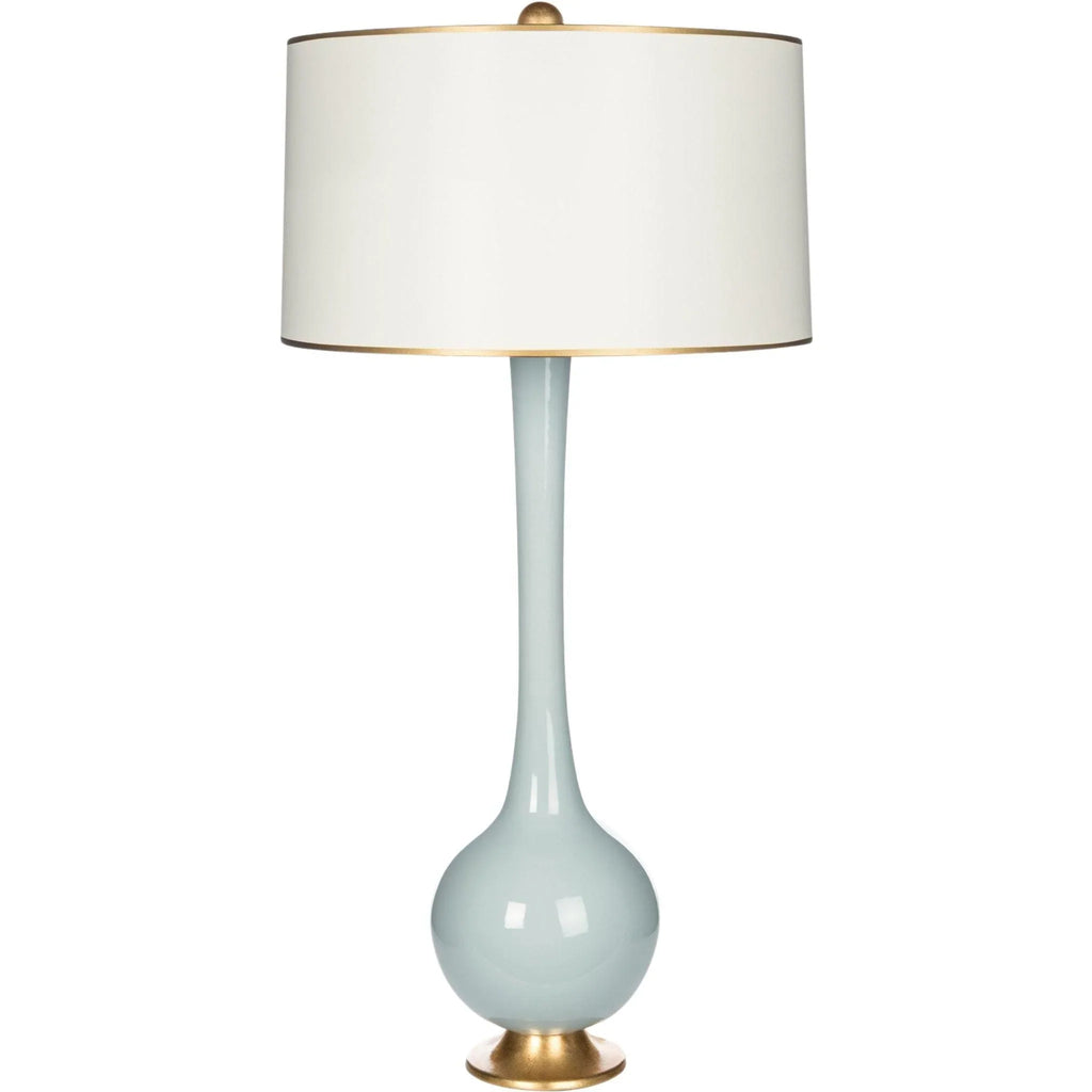 Lela Blue Table Lamp with White Cream Shade and Gold Trim - Table Lamps - The Well Appointed House
