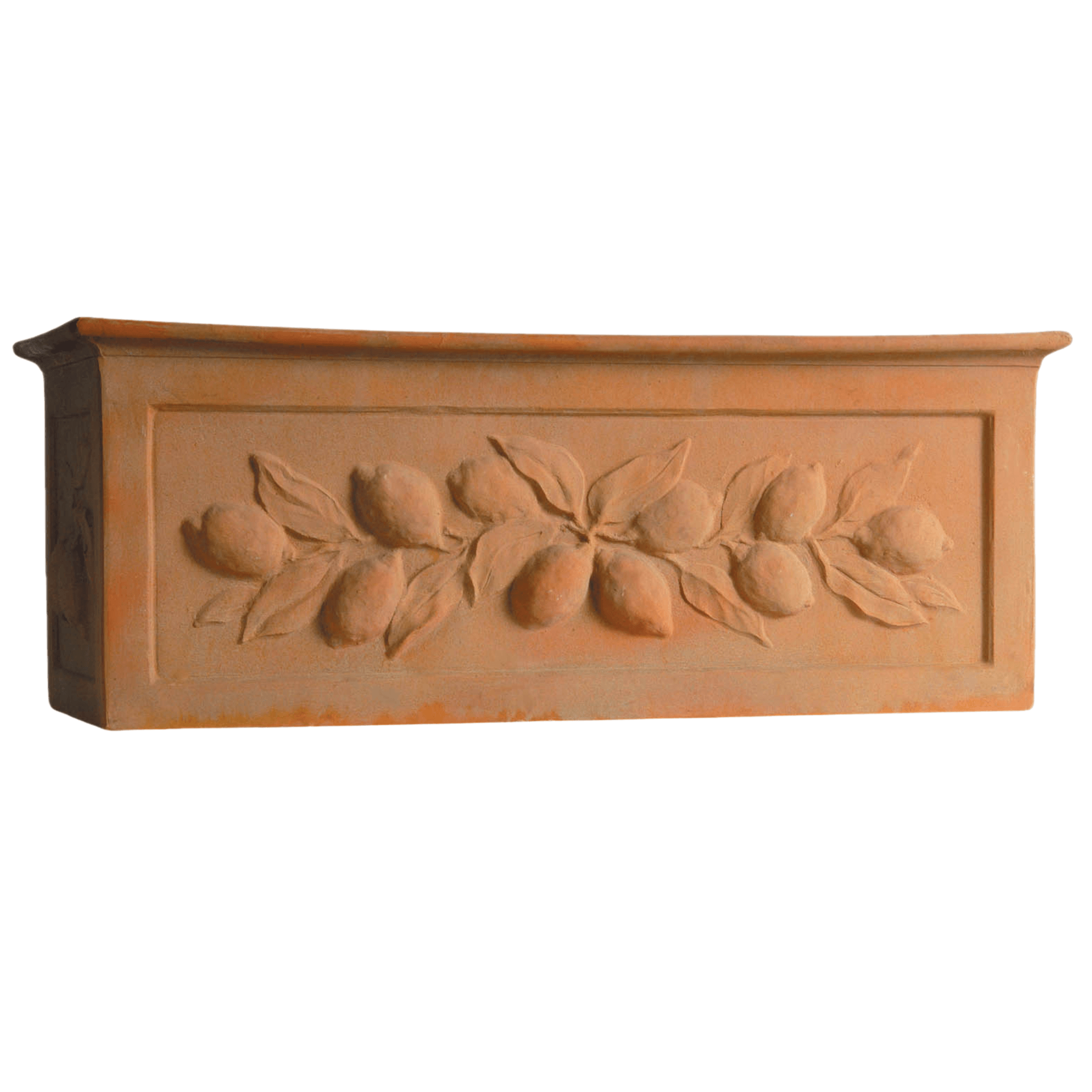 trough plant pots Citrus Brown Fiberglass Trough L Terracotta Planter Pot H34 L90 W37 cm