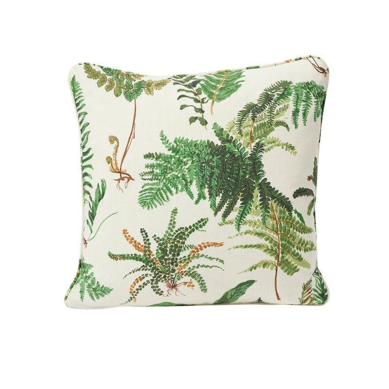 Les Fougeres Green Fern 18" Linen Throw Pillow - Pillows - The Well Appointed House