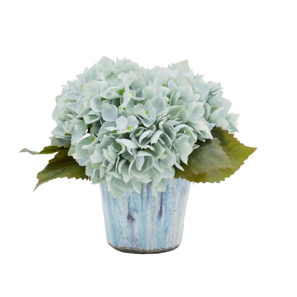 Light Blue Faux Hydrangea in Blue Ceramic Pot - Florals & Greenery - The Well Appointed House