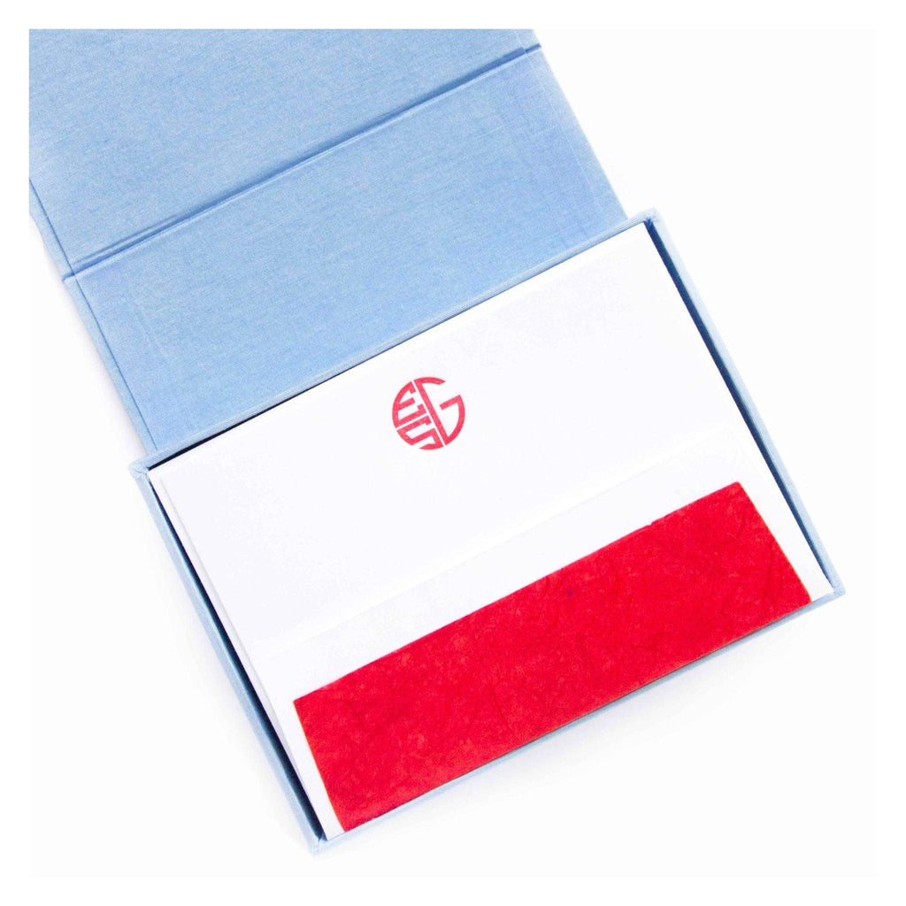 Light Blue Silk Stationery Box - P35 - Stationery - The Well Appointed House