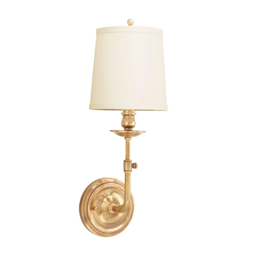 Logan One Light Adjustable Traditional Wall Sconce with Hard Back Shade - Available in Brass, Bronze, Nickel - Sconces - The Well Appointed House