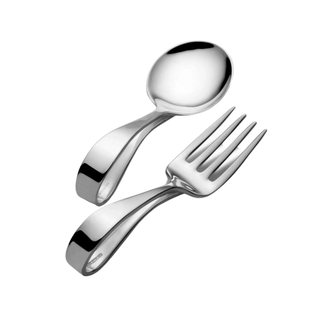Loop Handle Two Piece Sterling Silver Fork and Spoon Baby Set - Baby Gifts - The Well Appointed House