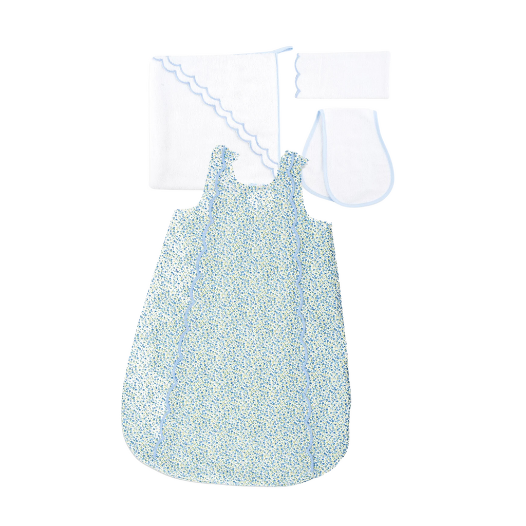 Newborn Blue Floral Sleepsack & Bath Gift Set - The Well Appointed House