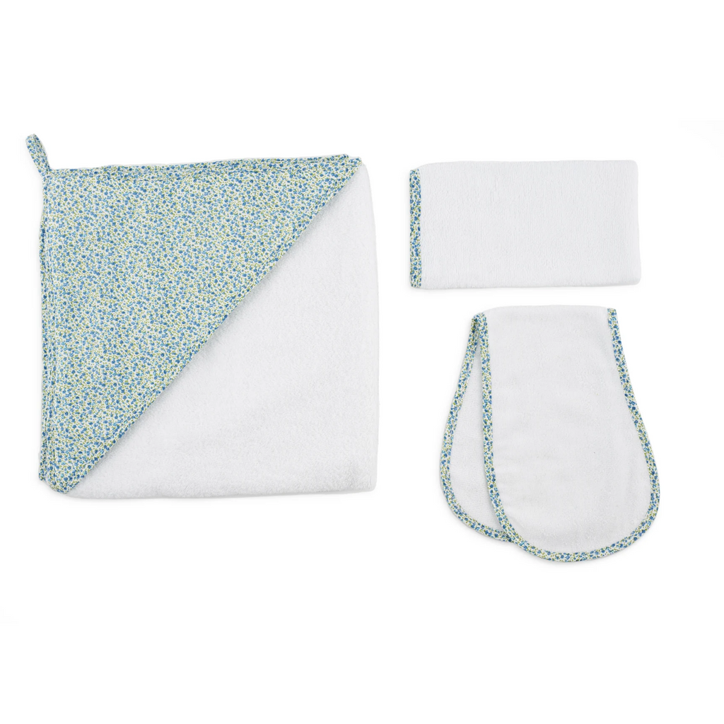 Newborn Blue Floral Sleepsack & Bath Lucky Gift Set - The Well Appointed House