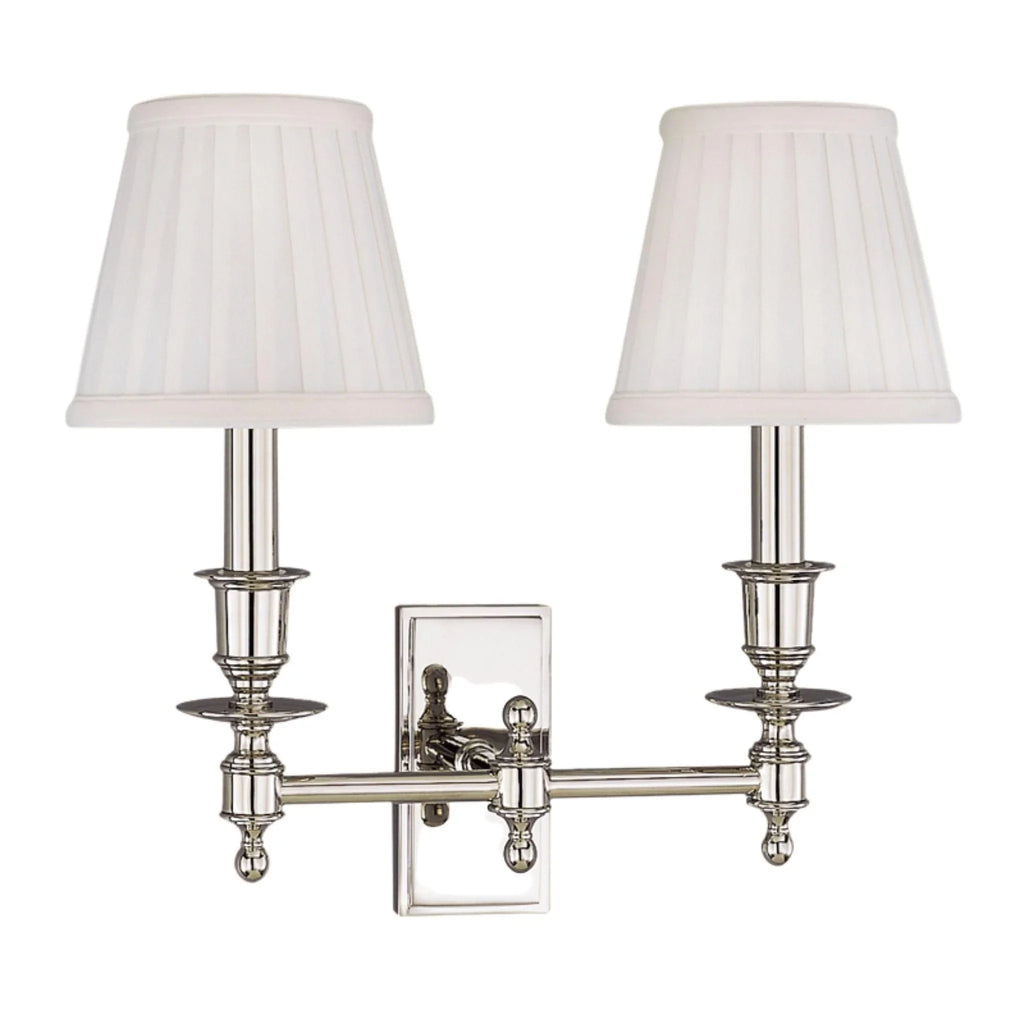 Ludlow Two Light Wall Sconce with Pleated Shades Available in Five Finishes - Sconces - The Well Appointed House