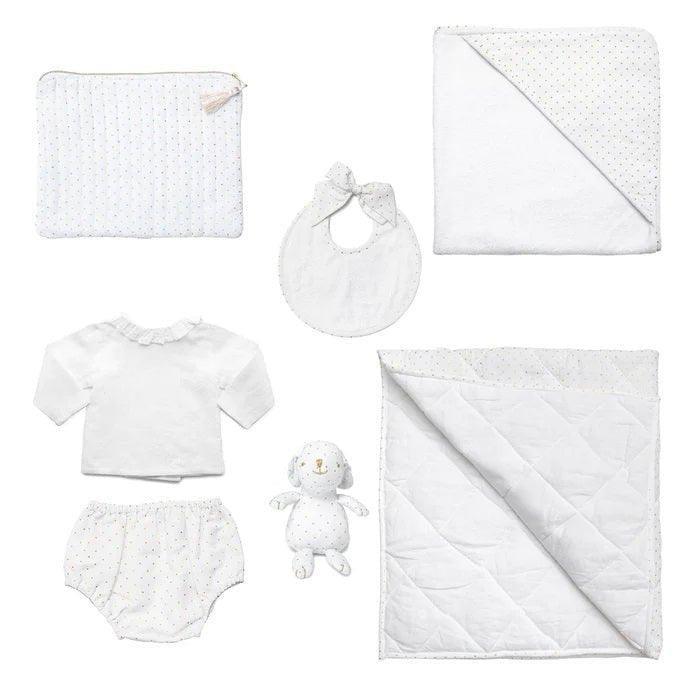 Luxe Baby Gift Set in White with Gold Spots - Baby Gifts - The Well Appointed House