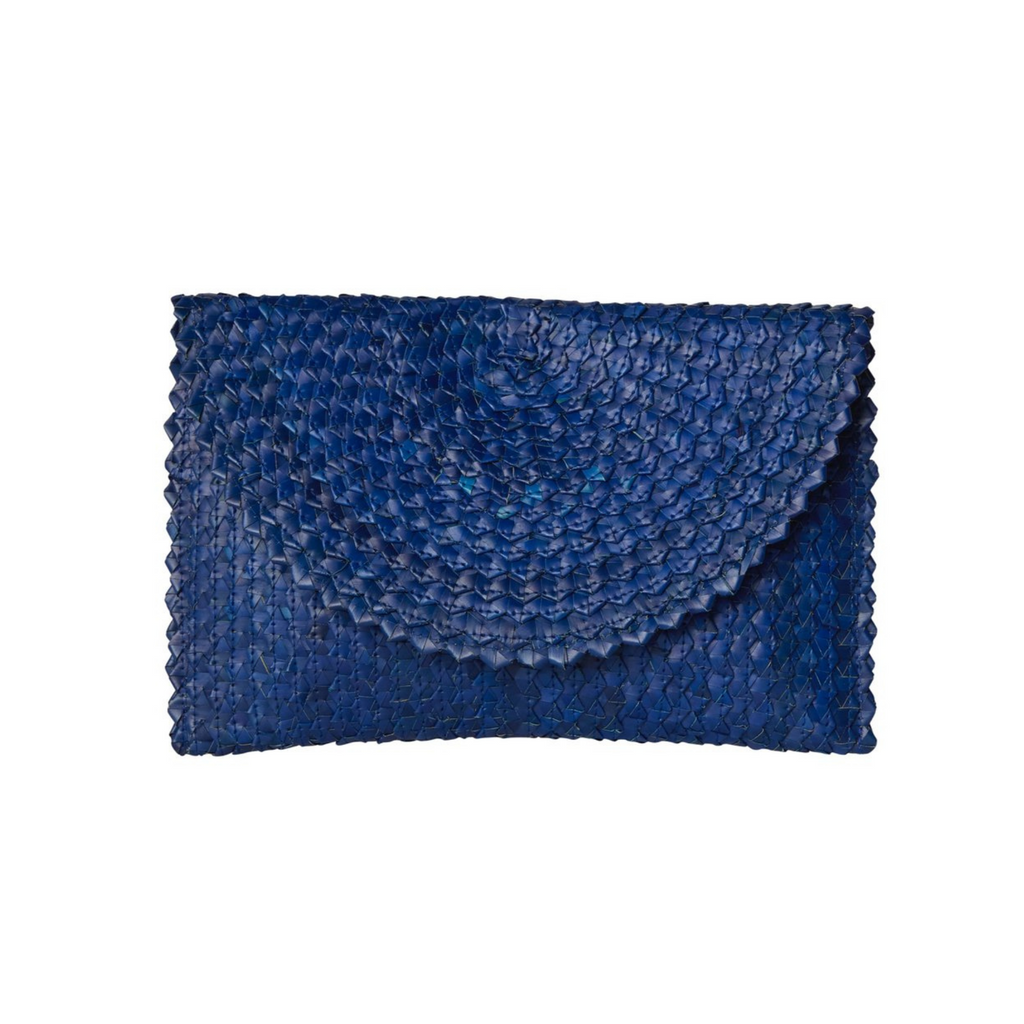 Madison Straw Clutch in Blue - The Well Appointed House
