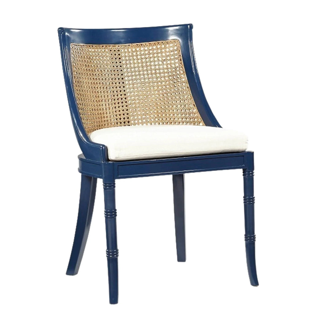 Mahogany Spoonback Dining Side Chair in Parisian Blue Lacquer - Dining Chairs - The Well Appointed House