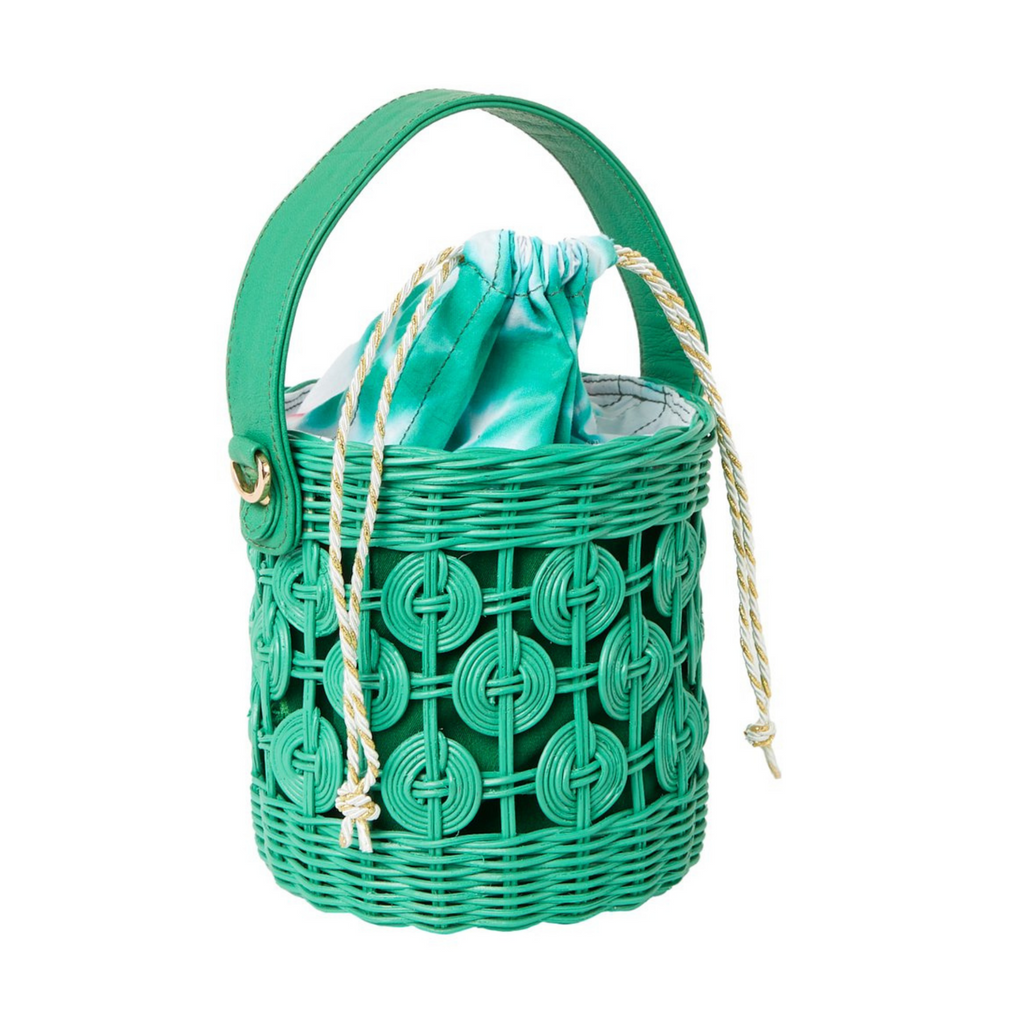 Maribella Wicker Bucket Bag in Green - The Well Appointed House