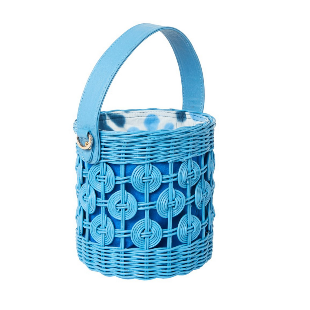 Maribella Wicker Bucket Bag in Powder Blue - The Well Appointed House
