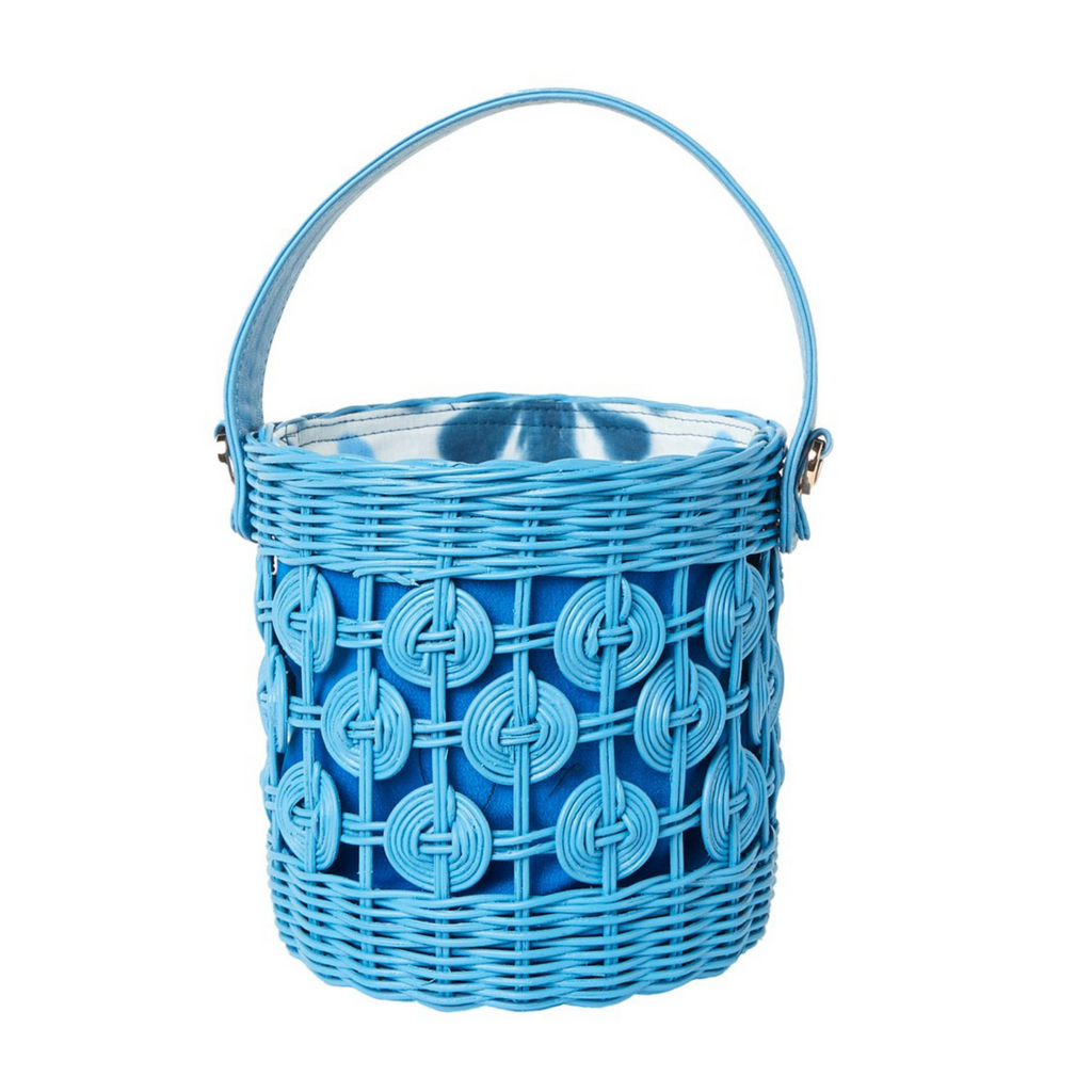 Maribella Wicker Bucket Bag in Powder Blue - The Well Appointed House
