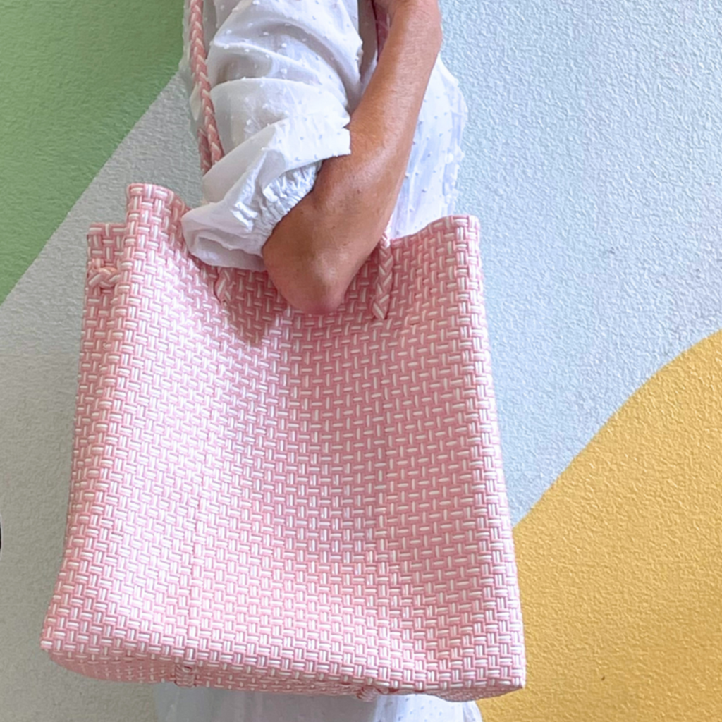 Maxi Ella Tote in Light Pink Check - The Well Appointed House