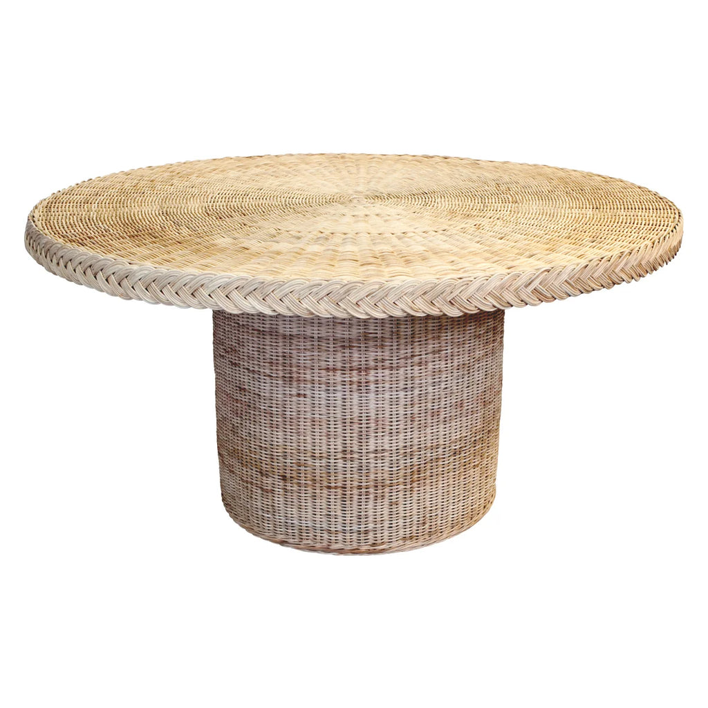Braided Round Wicker Dining Table - The Well Appoitned House
