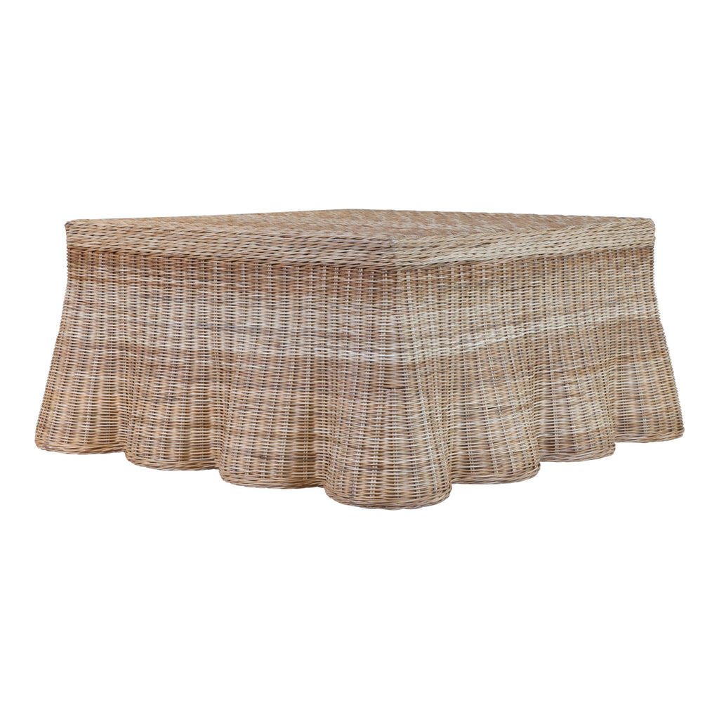 Harvested Rattan Scalloped Square Coffee Table - The Well Appointed House